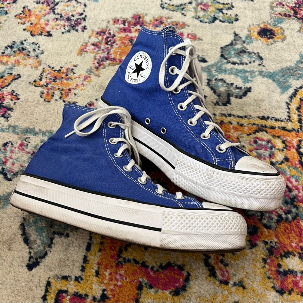 Blue Platform High Top Converse